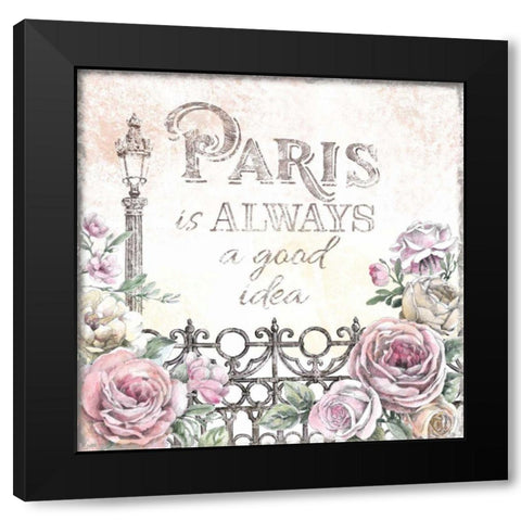 Paris Roses IV Black Modern Wood Framed Art Print with Double Matting by Grove, Beth