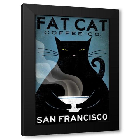 Cat Coffee Black Modern Wood Framed Art Print by Fowler, Ryan
