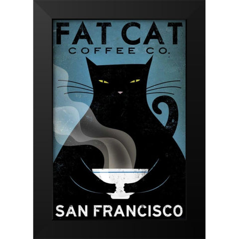 Cat Coffee Black Modern Wood Framed Art Print by Fowler, Ryan