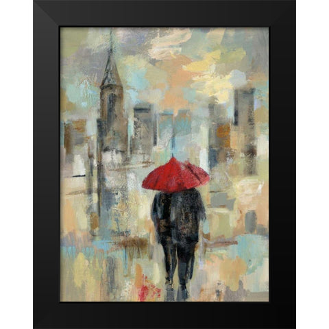 Rain in the City I Black Modern Wood Framed Art Print by Vassileva, Silvia
