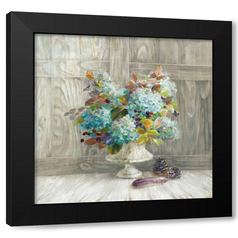 Rustic Florals Black Modern Wood Framed Art Print with Double Matting by Nai, Danhui