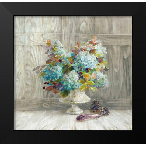 Rustic Florals Black Modern Wood Framed Art Print by Nai, Danhui