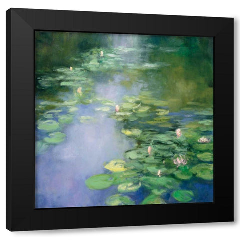 Blue Lily II Black Modern Wood Framed Art Print with Double Matting by Purinton, Julia