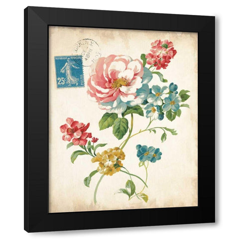 Elegant Floral I Vintage v2 Black Modern Wood Framed Art Print with Double Matting by Nai, Danhui