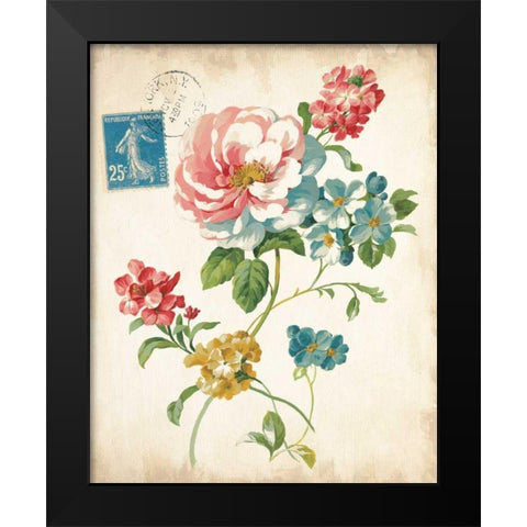 Elegant Floral I Vintage v2 Black Modern Wood Framed Art Print by Nai, Danhui