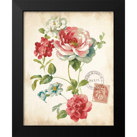 Elegant Floral II Vintage v2 Black Modern Wood Framed Art Print by Nai, Danhui