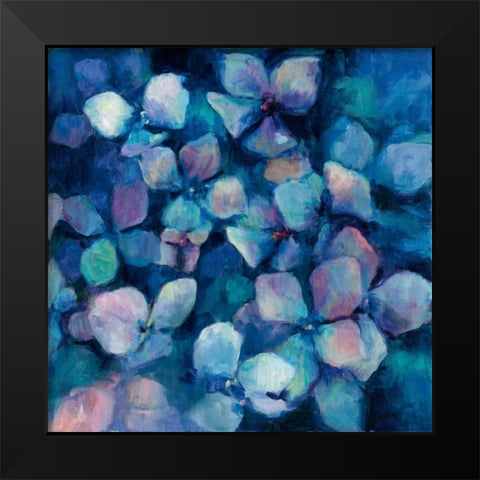 Midnight Blue Hydrangeas Black Modern Wood Framed Art Print by Hageman, Marilyn