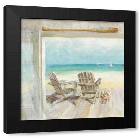 Seaside Morning Crop Black Modern Wood Framed Art Print with Double Matting by Nai, Danhui