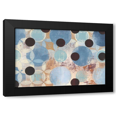 Blue Dots Black Modern Wood Framed Art Print by Lovell, Kathrine