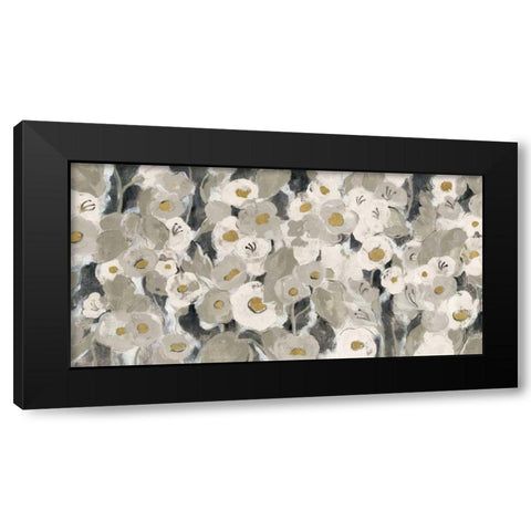 Velvety Florals Neutral  Black Modern Wood Framed Art Print by Vassileva, Silvia