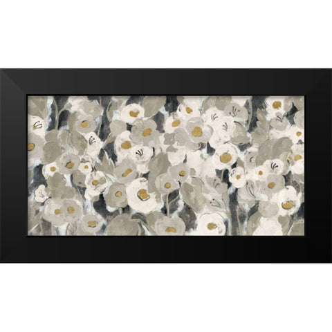 Velvety Florals Neutral  Black Modern Wood Framed Art Print by Vassileva, Silvia