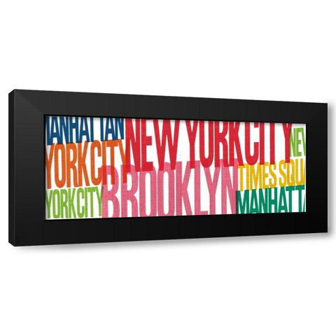 New York City Life Words Black Modern Wood Framed Art Print with Double Matting by Mullan, Michael