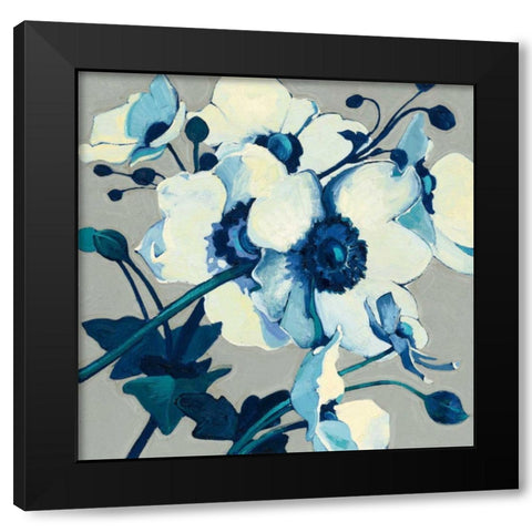 Anemones Japonaises II Black Modern Wood Framed Art Print with Double Matting by Novak, Shirley