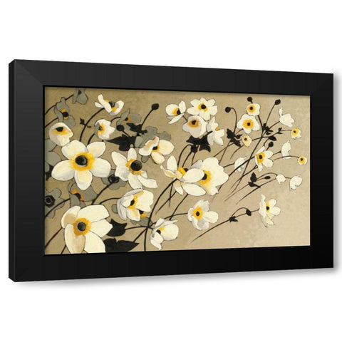 Anemones Japonaises Blancs Black Modern Wood Framed Art Print with Double Matting by Novak, Shirley