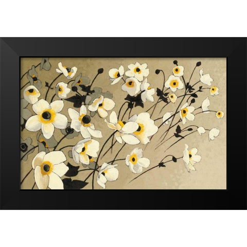 Anemones Japonaises Blancs Black Modern Wood Framed Art Print by Novak, Shirley