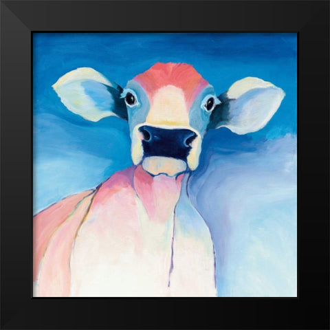 Bella Blue Black Modern Wood Framed Art Print by Tillmon, Avery