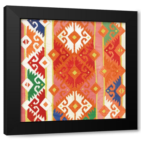 Southwest Pattern II Bright Black Modern Wood Framed Art Print with Double Matting by Hristova, Albena