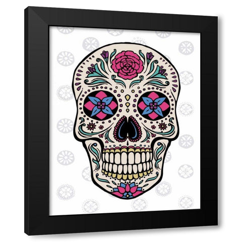 Sugar Skull on Gray Black Modern Wood Framed Art Print by Penner, Janelle