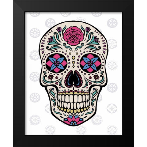 Sugar Skull on Gray Black Modern Wood Framed Art Print by Penner, Janelle