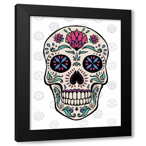 Sugar Skull II on Gray Black Modern Wood Framed Art Print with Double Matting by Penner, Janelle