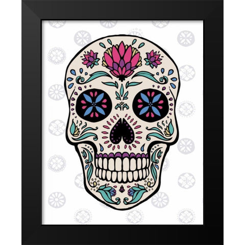 Sugar Skull II on Gray Black Modern Wood Framed Art Print by Penner, Janelle