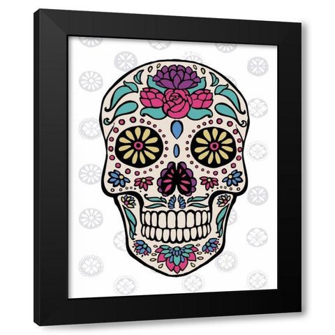 Sugar Skull III on Gray Black Modern Wood Framed Art Print with Double Matting by Penner, Janelle