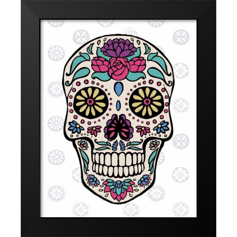 Sugar Skull III on Gray Black Modern Wood Framed Art Print by Penner, Janelle