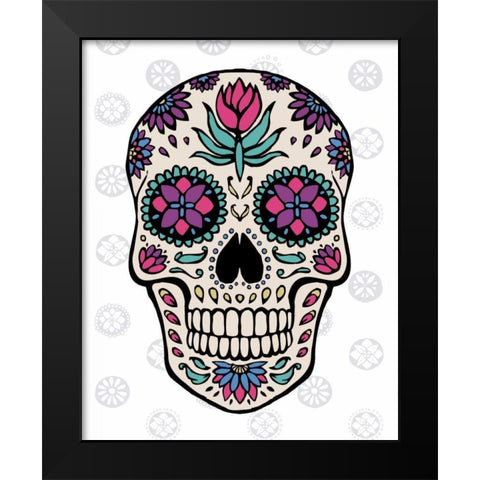 Sugar Skull IV on Gray Black Modern Wood Framed Art Print by Penner, Janelle