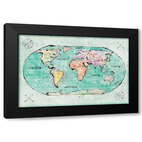 Mapped Shorelines I Blue Black Modern Wood Framed Art Print by Schlabach, Sue