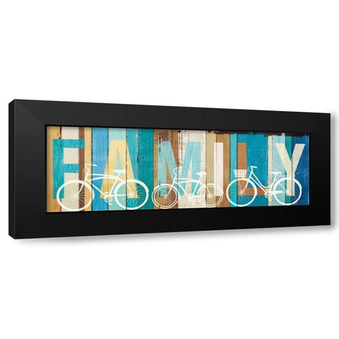 Beachscape Bicycle Family Black Modern Wood Framed Art Print with Double Matting by Mullan, Michael