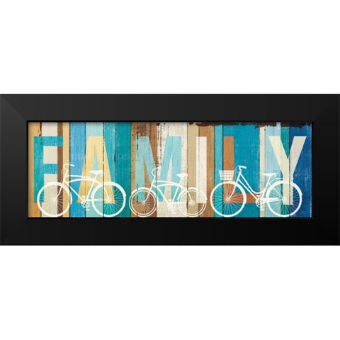 Beachscape Bicycle Family Black Modern Wood Framed Art Print by Mullan, Michael