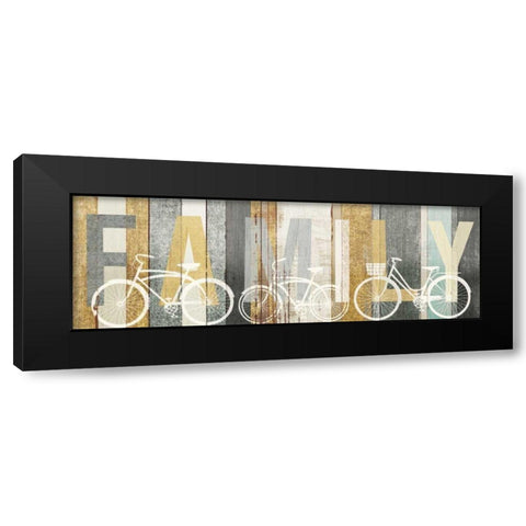 Beachscape Bicycle Family Gold Neutral Black Modern Wood Framed Art Print with Double Matting by Mullan, Michael