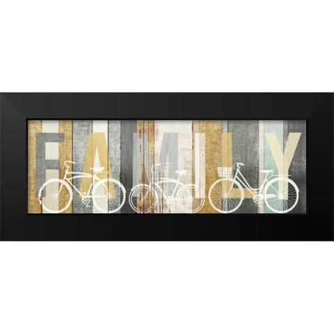 Beachscape Bicycle Family Gold Neutral Black Modern Wood Framed Art Print by Mullan, Michael