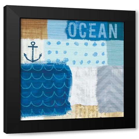 Beachscape Collage II Black Modern Wood Framed Art Print with Double Matting by Mullan, Michael