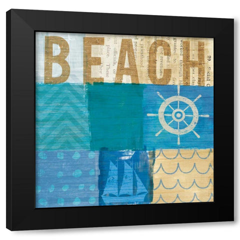 Beachscape Collage IV Black Modern Wood Framed Art Print by Mullan, Michael