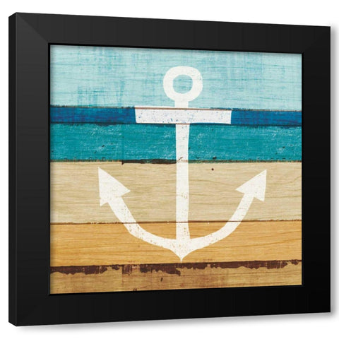 Beachscape III Anchor Black Modern Wood Framed Art Print by Mullan, Michael