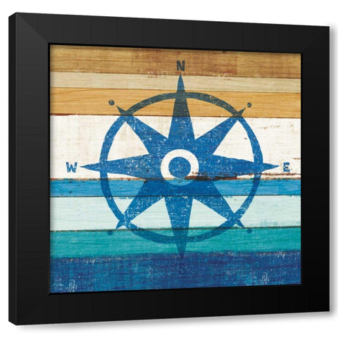 Beachscape IV Compass Black Modern Wood Framed Art Print with Double Matting by Mullan, Michael