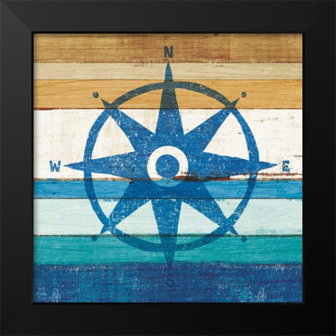 Beachscape IV Compass Black Modern Wood Framed Art Print by Mullan, Michael