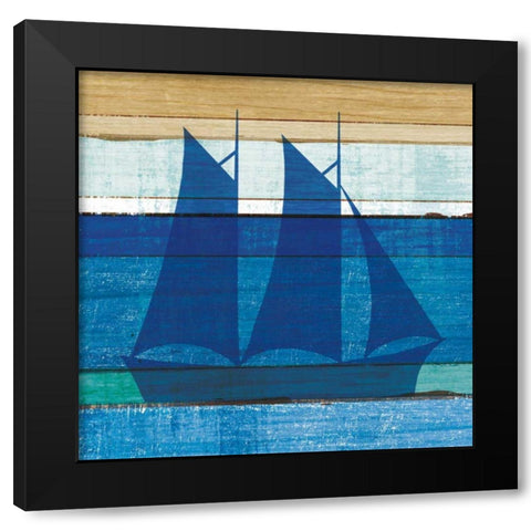 Beachscape V Boat Black Modern Wood Framed Art Print by Mullan, Michael