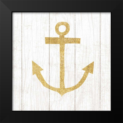 Beachscape III Anchor Gold Neutral Black Modern Wood Framed Art Print by Mullan, Michael