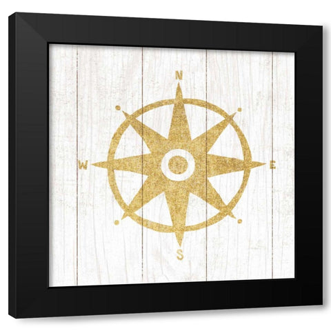 Beachscape IV Compass Gold Neutral Black Modern Wood Framed Art Print by Mullan, Michael