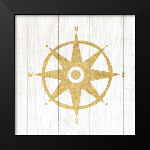 Beachscape IV Compass Gold Neutral Black Modern Wood Framed Art Print by Mullan, Michael