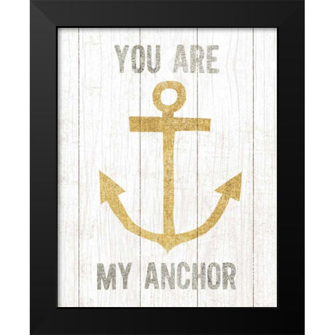 Beachscape III Anchor Quote Gold Neutral Black Modern Wood Framed Art Print by Mullan, Michael