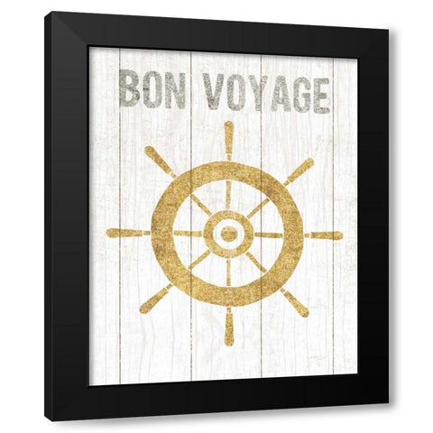 Beachscape VI Helm Quote Gold Neutral Black Modern Wood Framed Art Print by Mullan, Michael