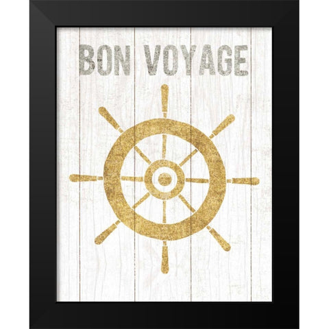 Beachscape VI Helm Quote Gold Neutral Black Modern Wood Framed Art Print by Mullan, Michael