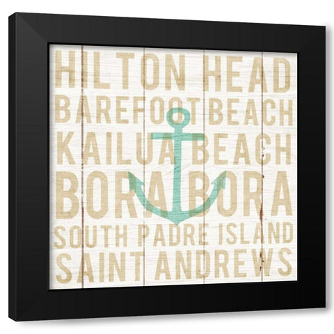 Bon Voyage Anchor Black Modern Wood Framed Art Print by Mullan, Michael