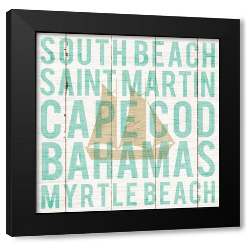 Bon Voyage Boat Black Modern Wood Framed Art Print with Double Matting by Mullan, Michael