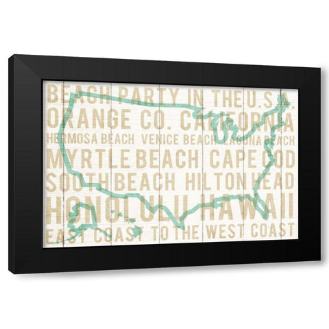 Bon Voyage USA Black Modern Wood Framed Art Print with Double Matting by Mullan, Michael