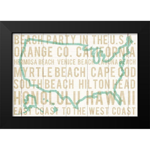 Bon Voyage USA Black Modern Wood Framed Art Print by Mullan, Michael