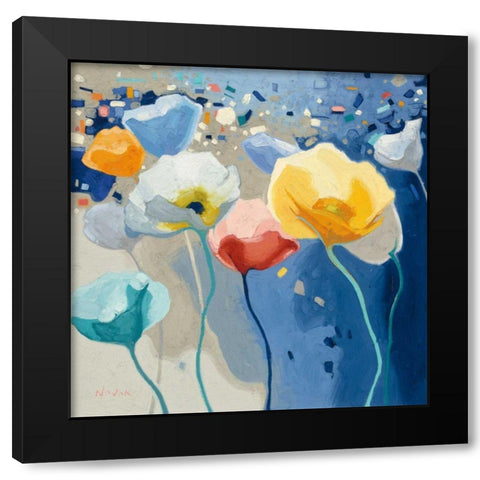 Bleusy Black Modern Wood Framed Art Print by Novak, Shirley